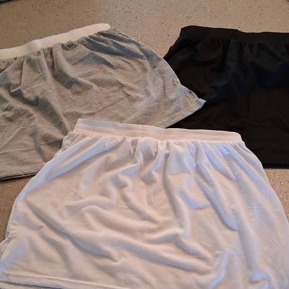 Set of Three Skirts in Black, Gray, and White